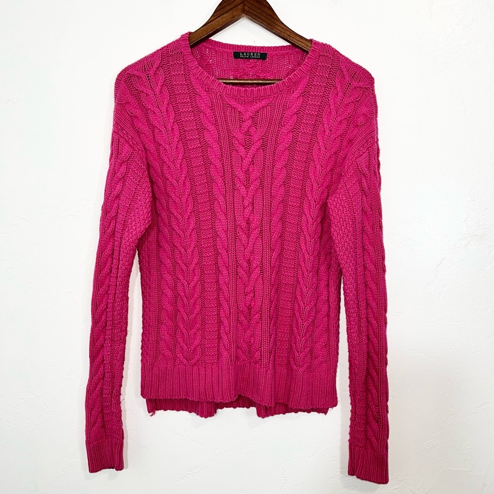 Lauren Ralph Lauren Pink Cable Knit Sweater